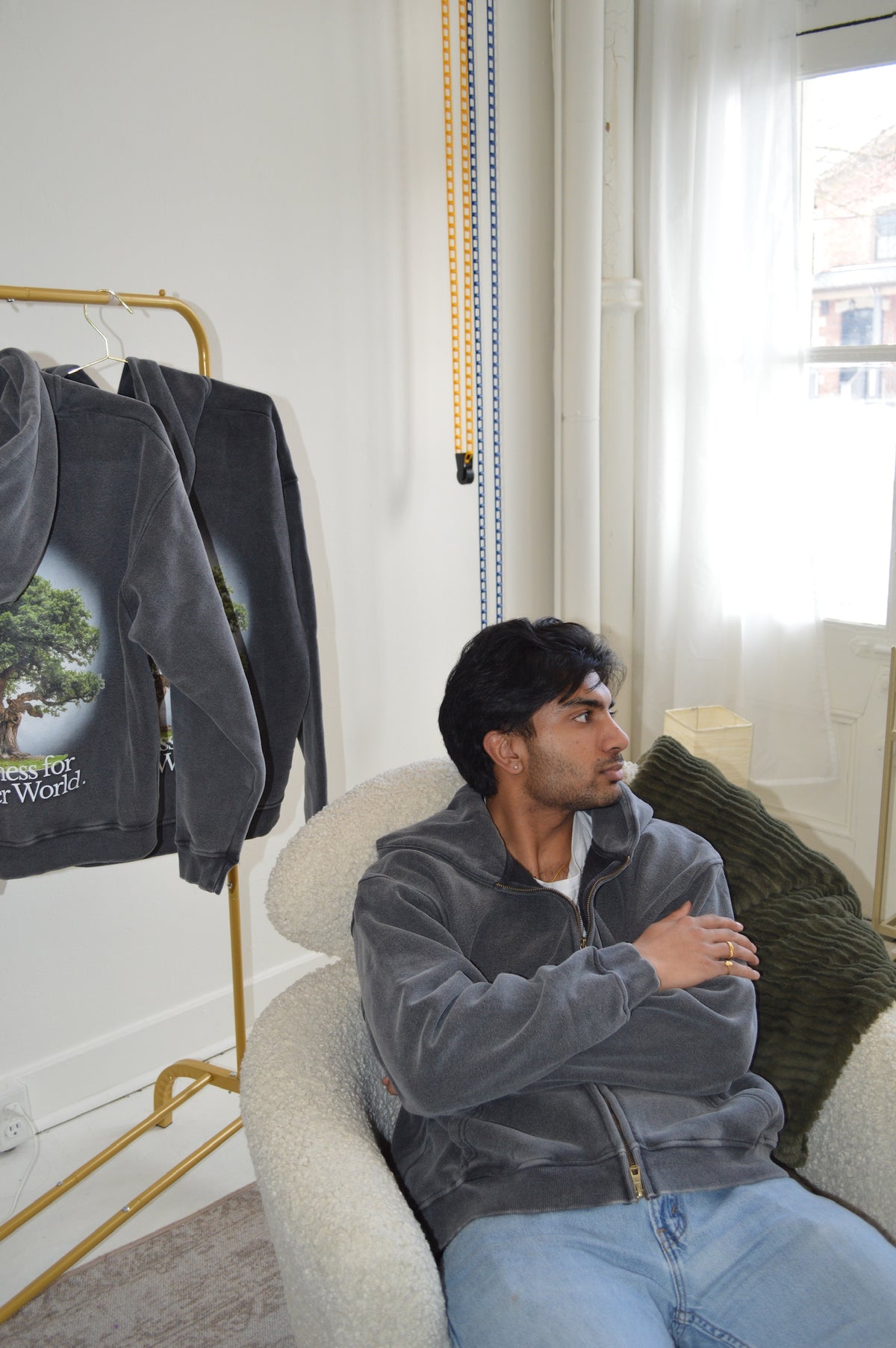 Commerce Collective Washed Black Double Zip Hoodie