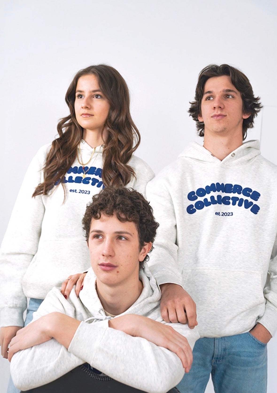 Commerce Collective Grey Puff Print Hoodie