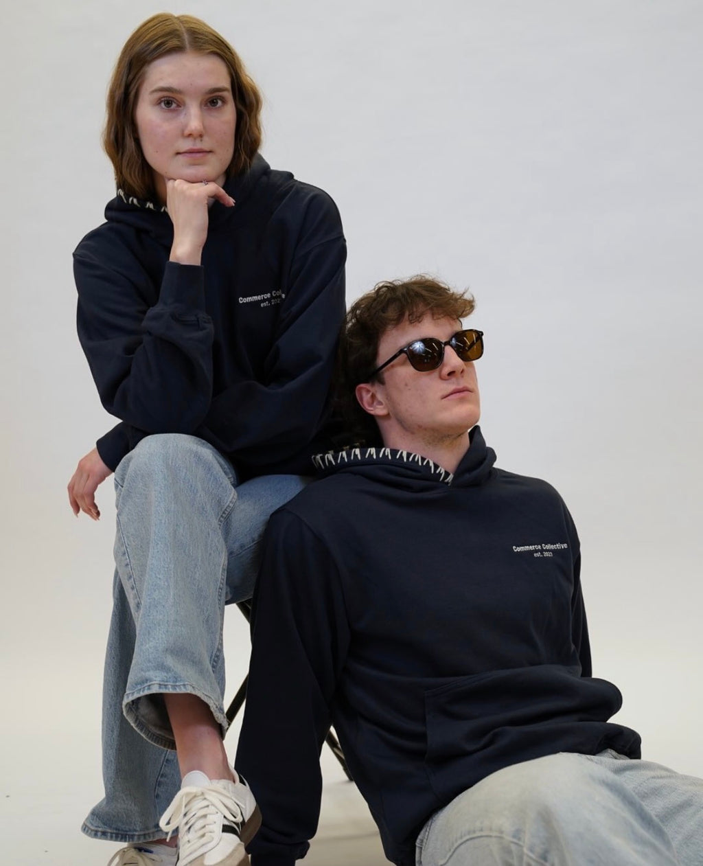 Commerce Collective Bold in Navy Stitched Hoodie