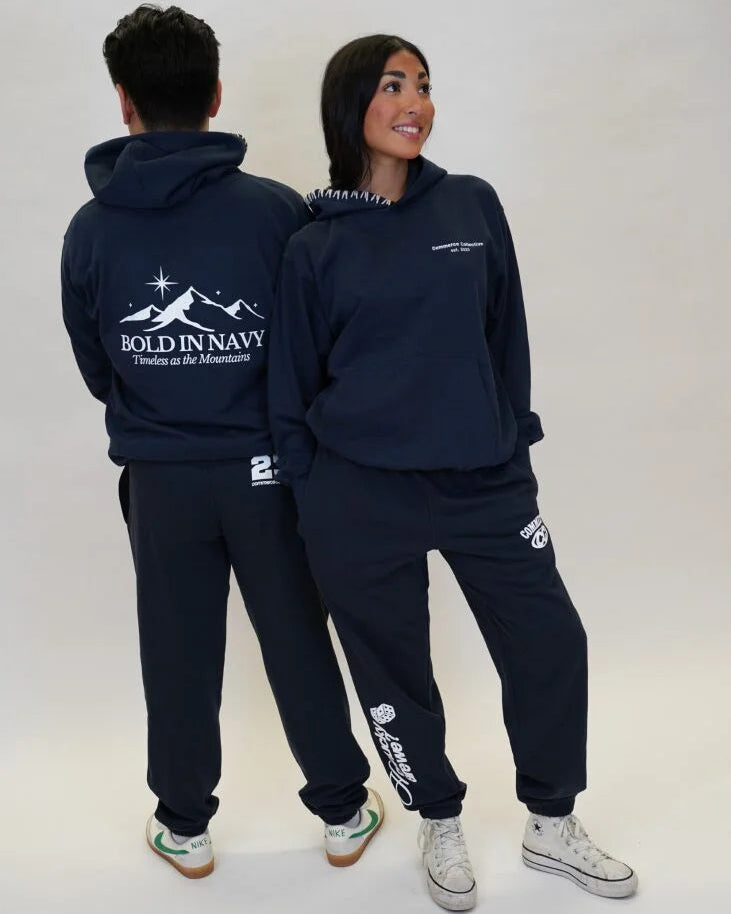 Commerce Collective Bold in Navy Stitched Hoodie
