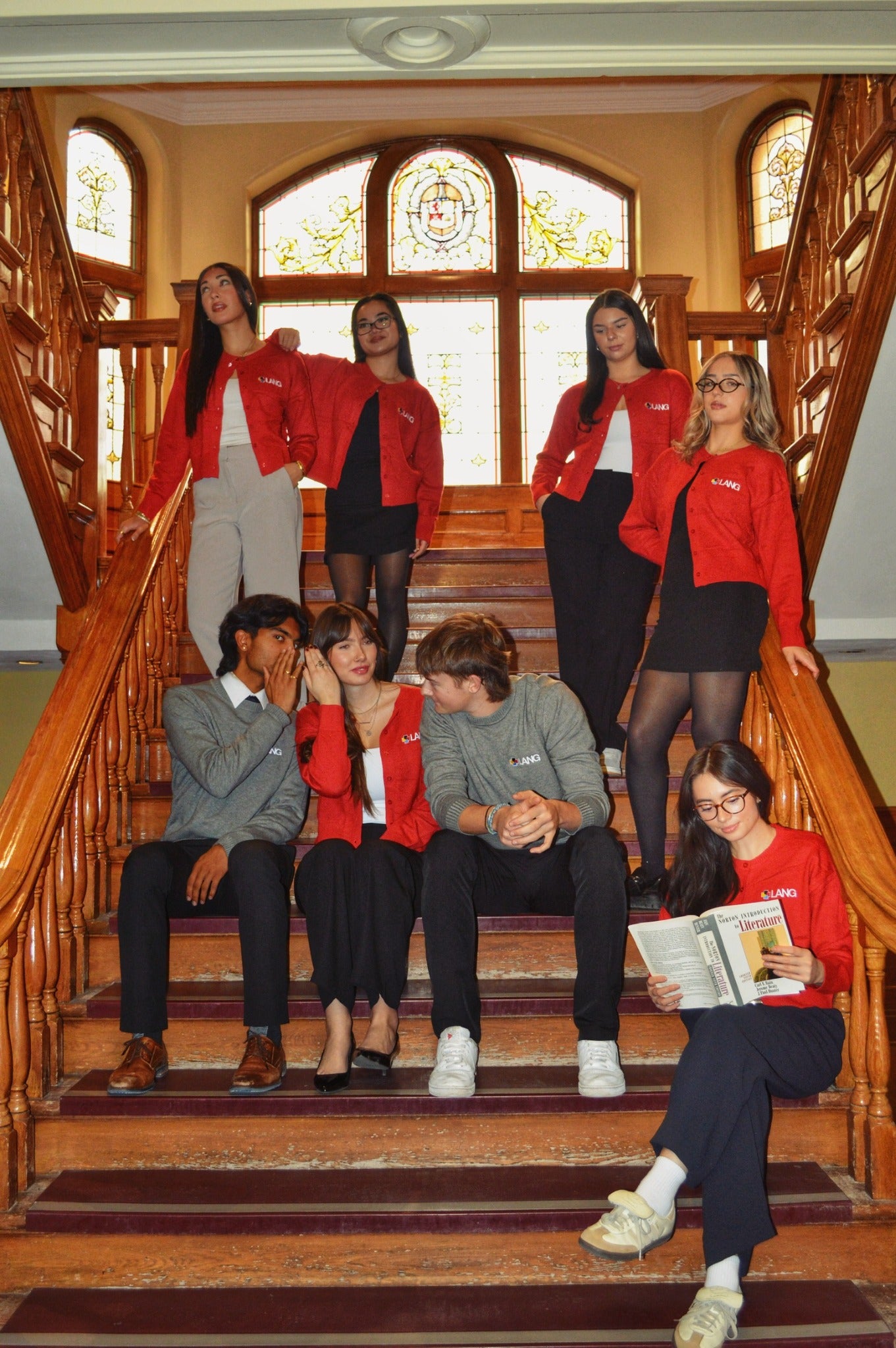 Students wearing Lang Merchandise